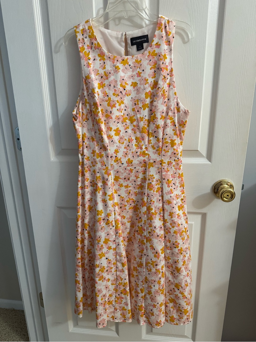 Liz Claiborne Pink and Yellow Floral Midi Dress